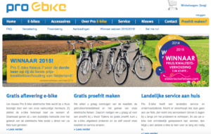 Website van de gedupeerde bedrijf 'Pro E-bike' in IJsselstein © screenshot