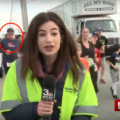 VIDEO: Hardloper opgepakt na live op televisie tik op billen journaliste