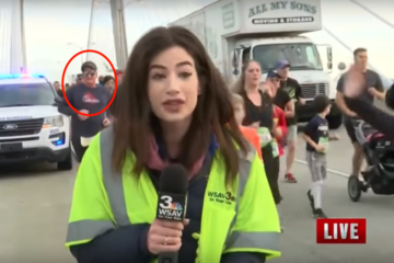 VIDEO: Hardloper opgepakt na live op televisie tik op billen journaliste