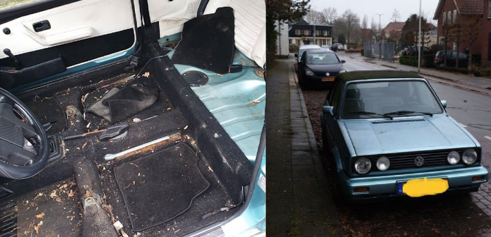 Politie onderzoekt bizarre diefstal voorstoelen en achterbank cabrio