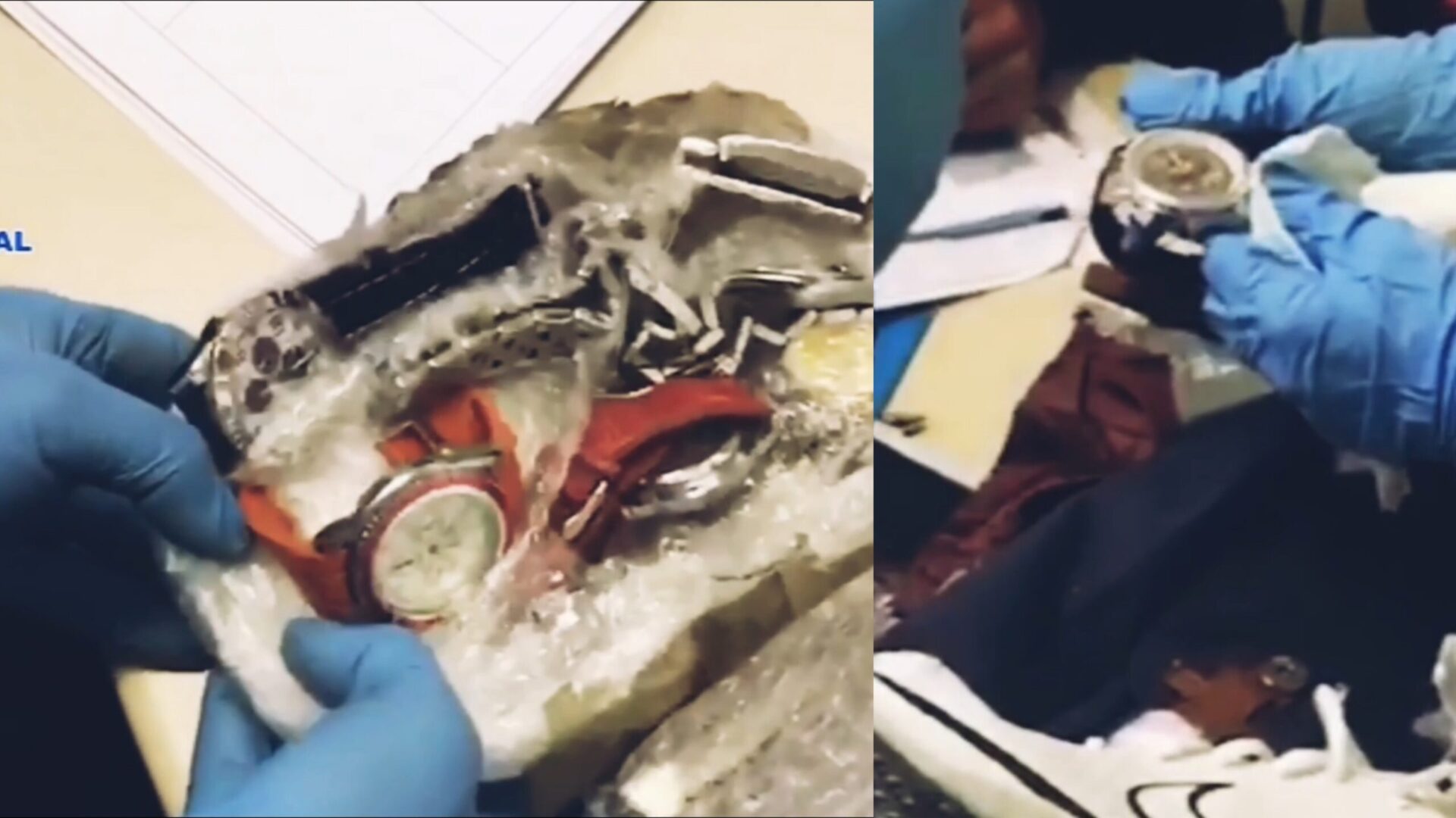 VIDEO: Tientallen gestolen dure horloges en juwelen onderschept bij roversbende