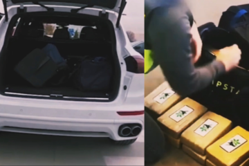 VIDEO: Sporttassen vol met honderden kilo's blokken cocaïne in Porsche Cayenne